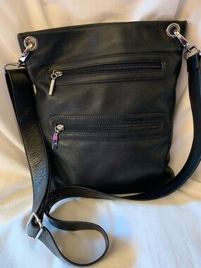 margot black supple genuine leather crossbody bag/purse